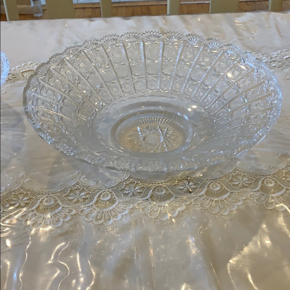 Bohemian crystal serving bowl